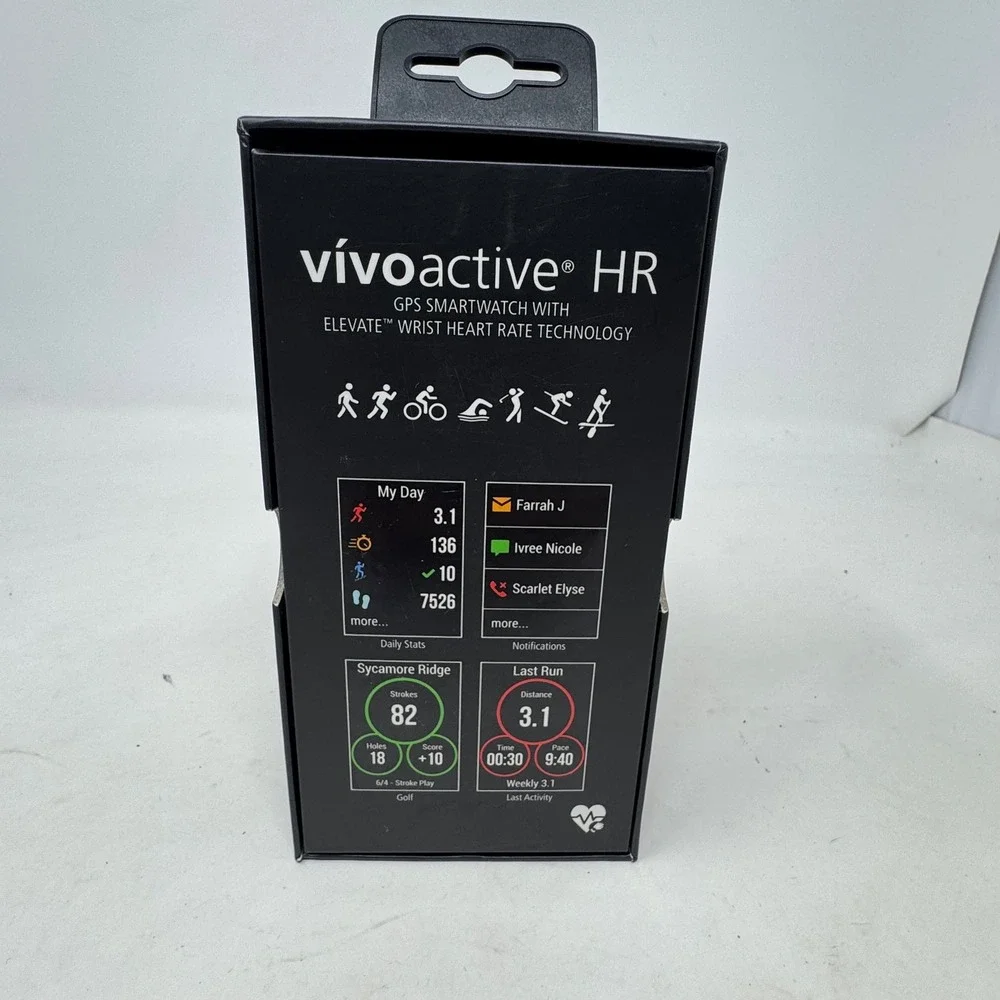 Garmin Vivoactive HR GPS Smartwatch Black Value Bundle For Parts or Repair Only